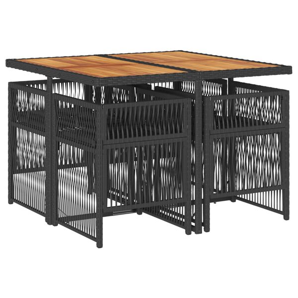 vidaXL 5-cz. zestaw mebli ogrodowych z poduszkami, czarny, polirattan