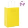 vidaXL Torby papierowe 50 szt. z uchwytami ż&oacute;łte 15x8x21 cm