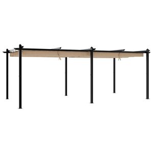 vidaXL Altana ogrodowa ze zwijanym dachem, taupe, 3x6 m, aluminium