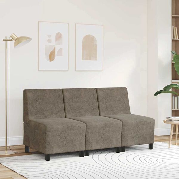 vidaXL Modułowa sofa bez podłokietnik&oacute;w Ciemnoszara 55 cm Sk&oacute;ra syntetyczna zamszowa
