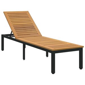 vidaXL Leżak Czarny 200 x 55 x 35 cm Lite Drewno Akacji