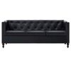 vidaXL Sofa 3-osobowa w stylu Chesterfield, sztuczna sk&oacute;ra, czarna