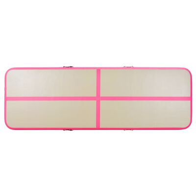 vidaXL Mata gimnastyczna z pompką, 700x100x10 cm, PVC, różowa
