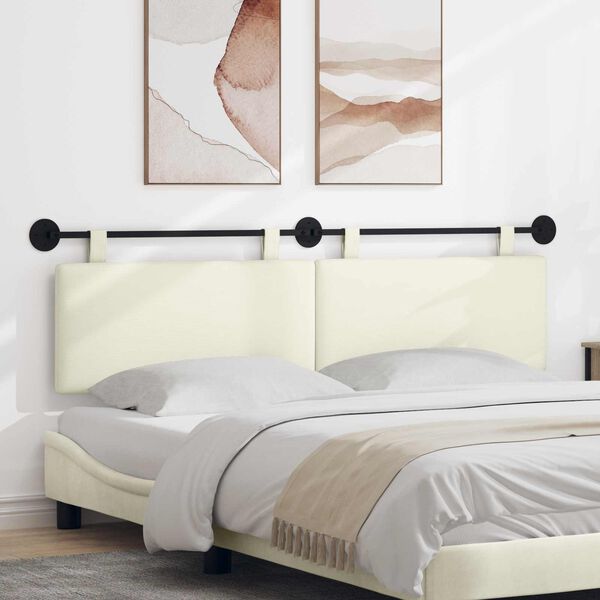 vidaXL Wisząca Głowa Gładki Kremowy 170 x 55 x 5 cm Tkanina sztruksowa