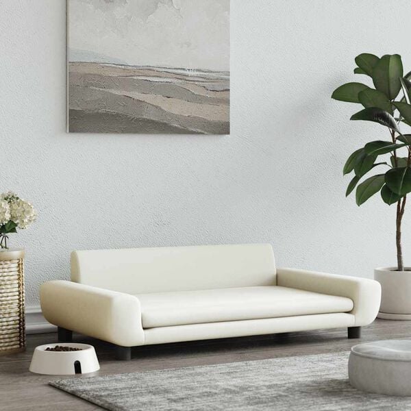 vidaXL Legowisko dla psa, kremowe, 100x54x33 cm, aksamitne