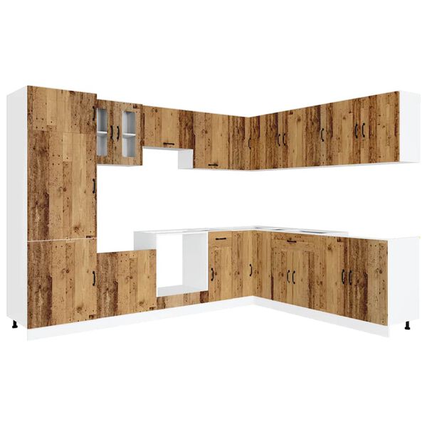 vidaXL Zestaw szafek kuchennych Kalmar, 14-częściowy, stare drewno