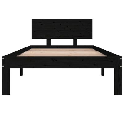 vidaXL Rama łóżka, czarna, lite drewno, 90x190 cm, pojedyncza