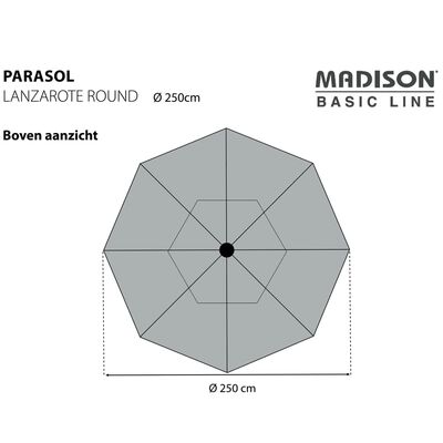 Madison Parasol Lanzarote, 250 cm, okrągły, taupe