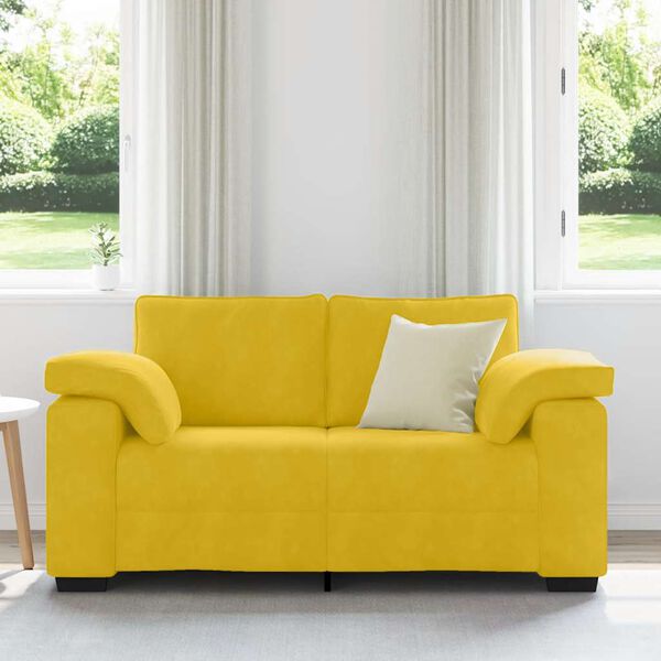 vidaXL Sofa dwuosobowa, ż&oacute;łta, 120 cm, aksamit