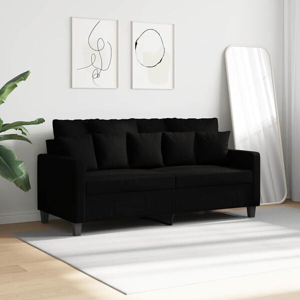 vidaXL Sofa 2-osobowa, czarna, 140 cm, tapicerowana tkaniną