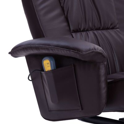 vidaXL Fotel do masażu z podnóżkiem, regulowany, brązowy, ekoskóra