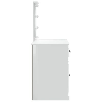 vidaXL Toaletka z oświetleniem LED, biała z połyskiem, 90x42x132,5 cm
