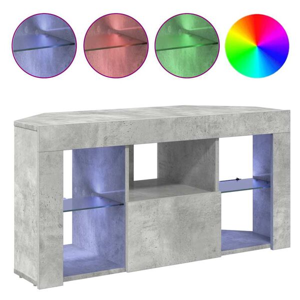 vidaXL Kątowa szafka LED pod telewizor Betonowy szary 100 x 40 x 50 cm