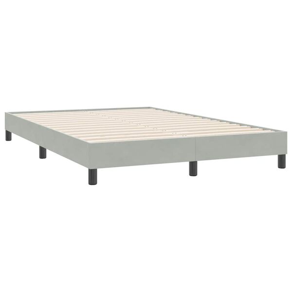 vidaXL Ł&oacute;żko Box Spring bez materaca Jasnoszary 160x220 cm Aksamit