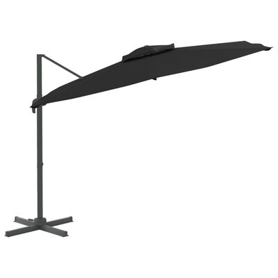 vidaXL Wiszący parasol z podwójną czaszą, czarny, 400x300 cm
