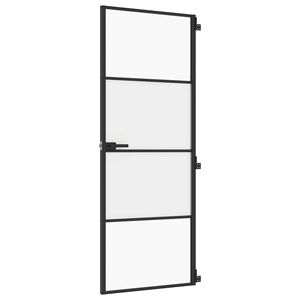 vidaXL Drzwi wewnętrzne, czarne, 76x201,5 cm, szkło i aluminium