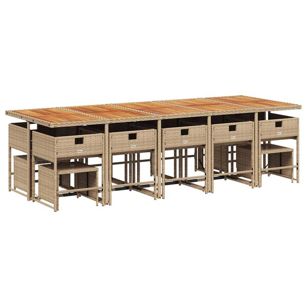 vidaXL 15-cz. zestaw mebli ogrodowych z poduszkami, beżowy, rattan PE