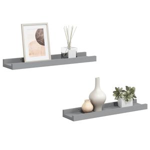 vidaXL P&oacute;łki ścienne na zdjęcia, 2 szt., szare, 40x9x3 cm, MDF