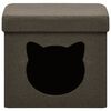 vidaXL Składany stołek ze schowkiem i kotem, ciemnobrązowy, tkanina