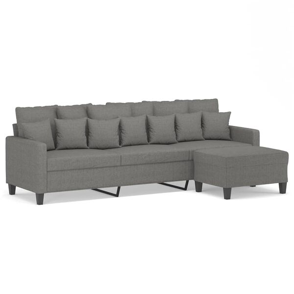 vidaXL 3-osobowa sofa z podn&oacute;żkiem, ciemnoszara, 210 cm, tkaniną