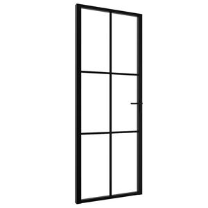vidaXL Drzwi wewnętrzne, szkło ESG i aluminium, 76x201,5 cm, czarne