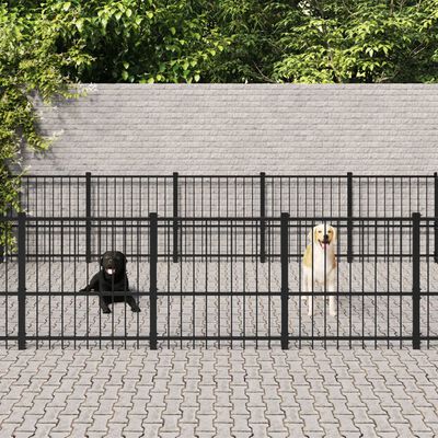 vidaXL Kojec zewnętrzny dla psa, stalowy, 33,87 m²