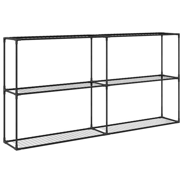 vidaXL 3-poziomowy stojak na rośliny Czarny 200 x 32 x 104 cm Stal