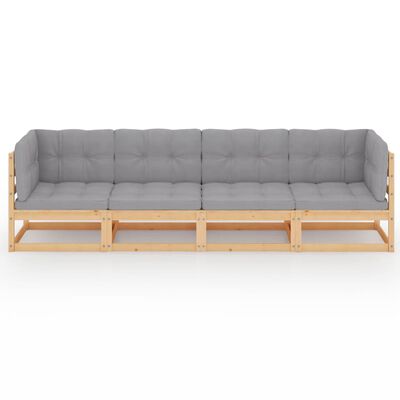 vidaXL 3-osobowa sofa ogrodowa z poduszkami, lite drewno sosnowe