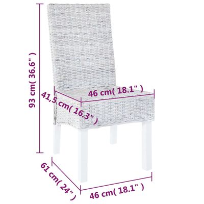 vidaXL Krzesła stołowe, 2 szt., jasny brąz, rattan Kubu i drewno mango