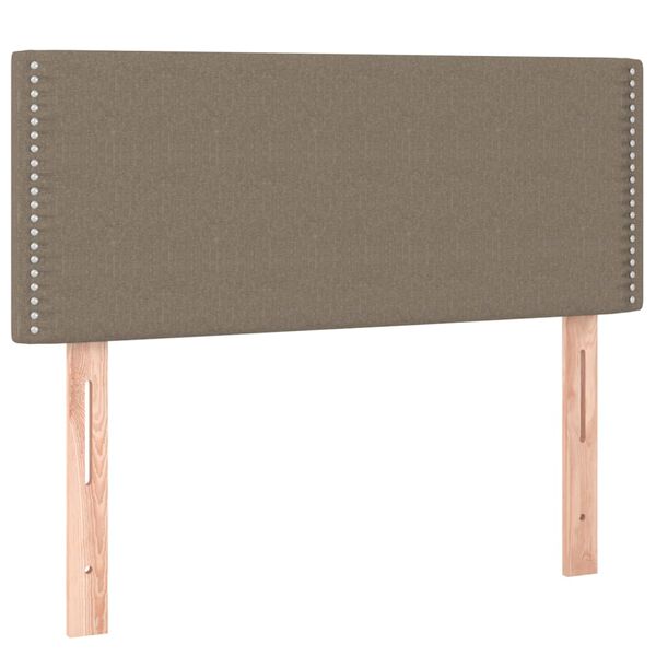 vidaXL Zagł&oacute;wek do ł&oacute;żka z LED, taupe, 90x5x78/88 cm, tkanina