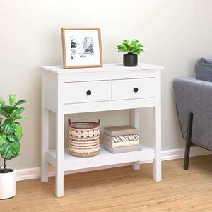 vidaXL Stolik konsolowy, biały, 75x35x75 cm, lite drewno sosnowe