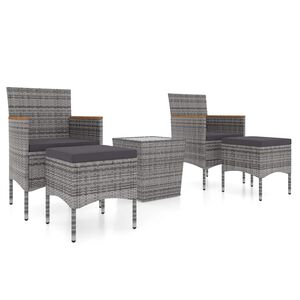vidaXL 5-cz. zestaw mebli bistro, rattan PE i hartowane szkło, szary