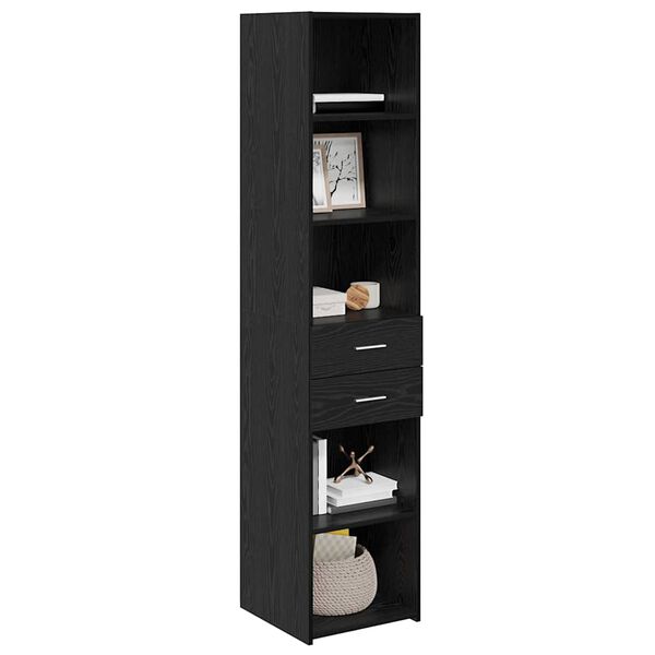 vidaXL Highboard Czarny Dąb 40 x 42,5 x 185 cm Materiał drewnopochodny
