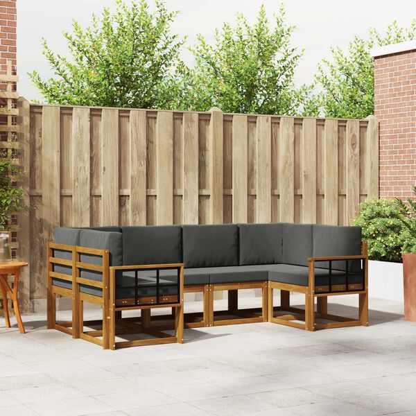 vidaXL Zestaw sof na zewnątrz z poduszką 6 pcs Naturalny i Antracytowy