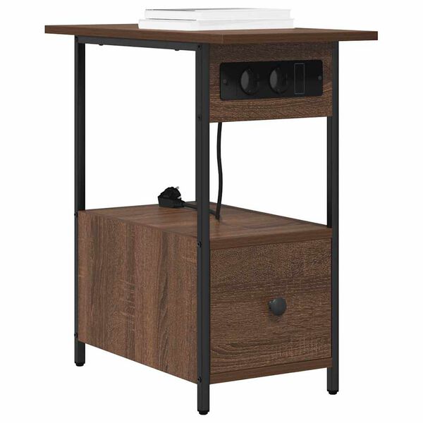 vidaXL Szafka Nocna z szufladą Brązowy dąb 60 x 30 x 61 cm