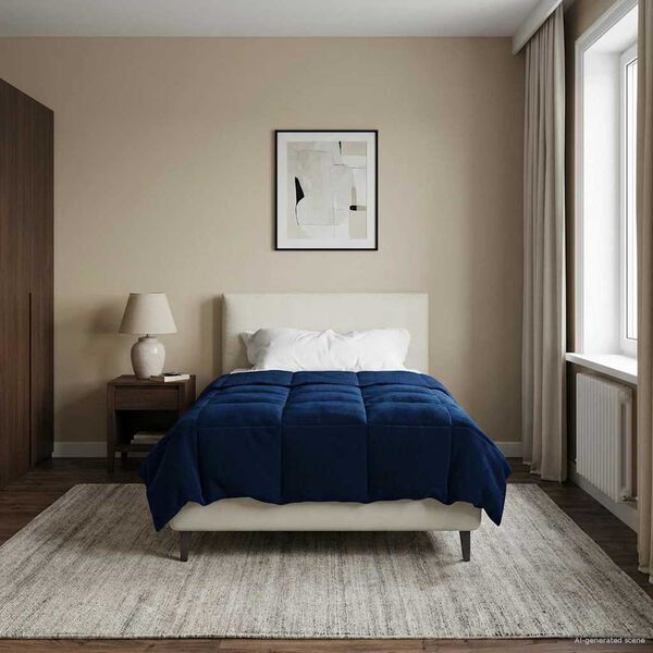 vidaXL Letni Kołdra Kwiłtowany Ciemnoniebieski 135 x 200 cm Mikrofibra