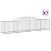 vidaXL Kosze gabionowe, 7 szt., 300x50x60/80 cm, galwanizowane żelazo