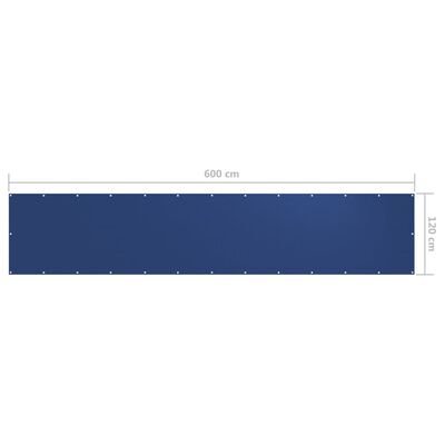 vidaXL Parawan balkonowy, niebieski, 120x600 cm, tkanina Oxford