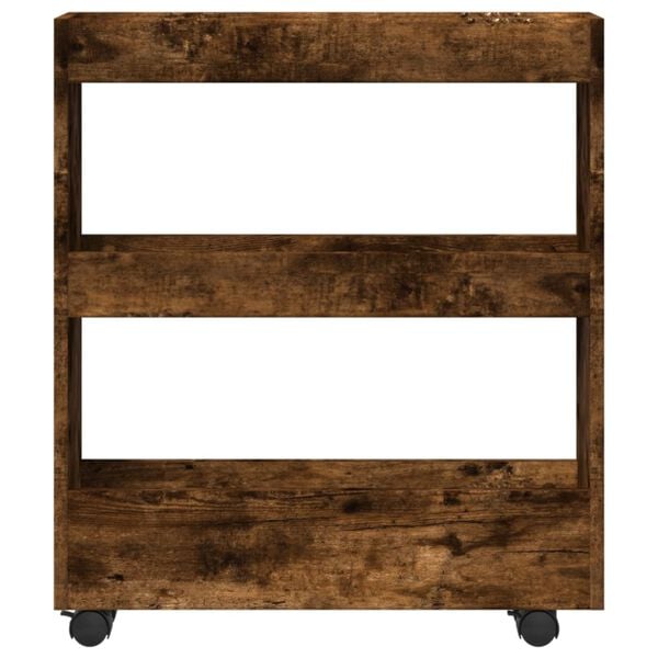 vidaXL Wąski w&oacute;zek pomocniczy, 3-poziomowy, przydymiony dąb