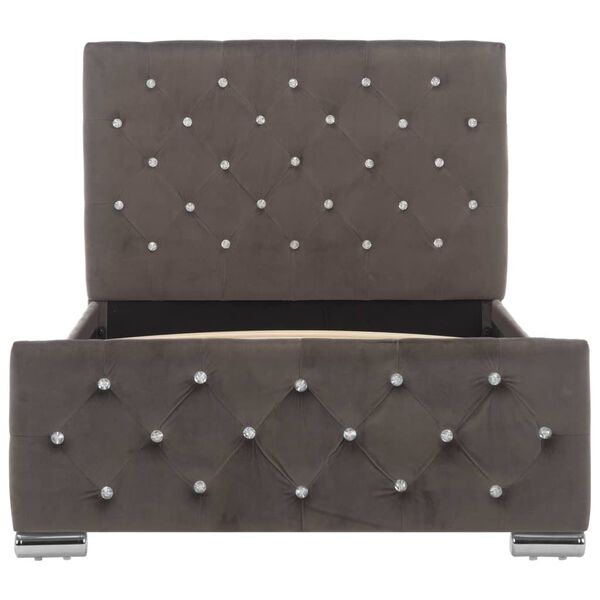 vidaXL Rama ł&oacute;żka, szara, tapicerowana aksamitem, 90x200 cm