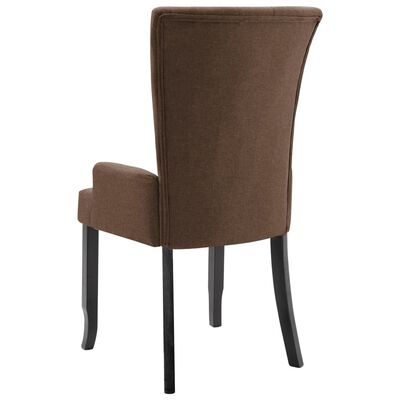 vidaXL Krzesło jadalniane z podłokietnikami, brązowe, materiałowe