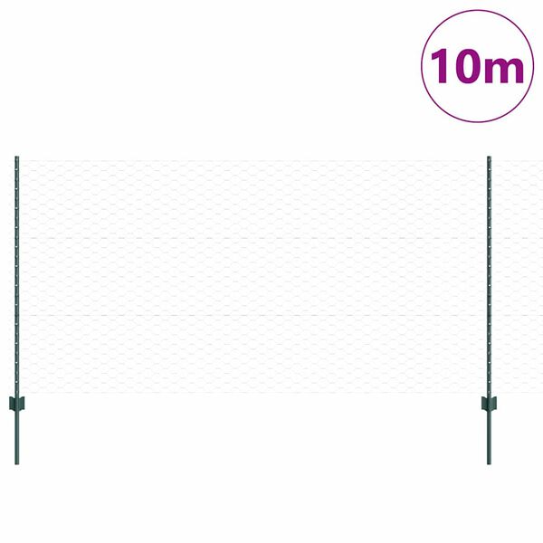 vidaXL Ogrodzenie z słupkiem Zielony 1,2 x 10 m Stal i PVC