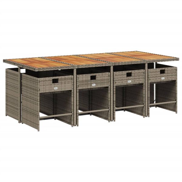 vidaXL 9-cz. zestaw mebli ogrodowych z poduszkami, szary, rattan PE