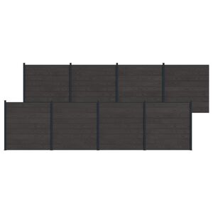vidaXL Zestaw ogrodzeniowy 8 szt. 1391 x 186 cm WPC i aluminium Czarny