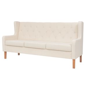 vidaXL Sofa 3-osobowa, materiałowa, kremowa