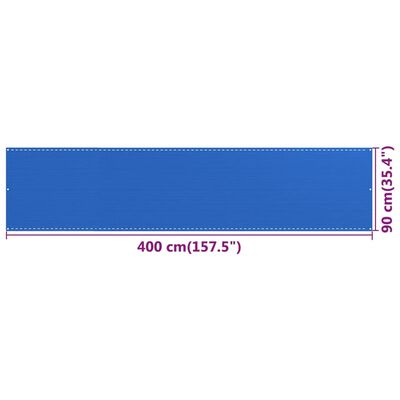 vidaXL Parawan balkonowy, niebieski, 90x400 cm, HDPE
