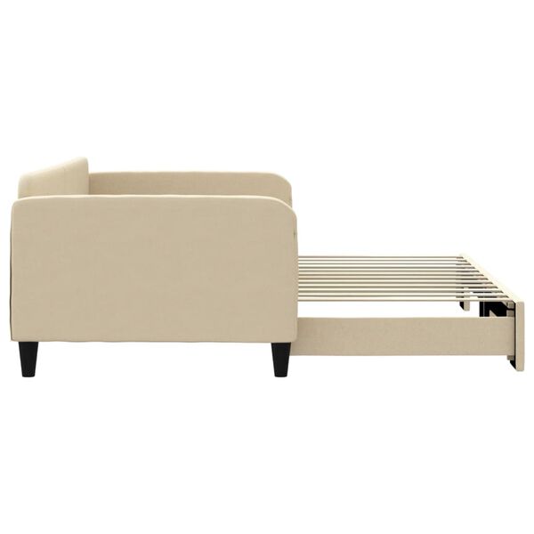 vidaXL Leżanka rozsuwana, kremowa, 100x200 cm, tkanina