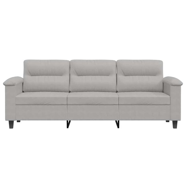 vidaXL 3-osobowa sofa, jasnoszary, 180 cm, tapicerowana mikrofibrą