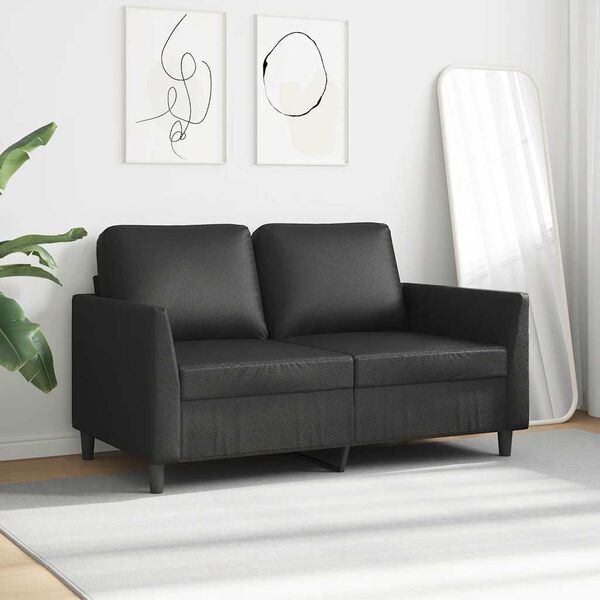 vidaXL 2-osobowa sofa, czarna, 120 cm, sztuczna sk&oacute;ra
