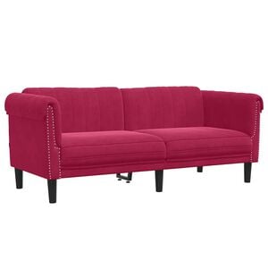 vidaXL Sofa dwuosobowa, winna czerwień, aksamit